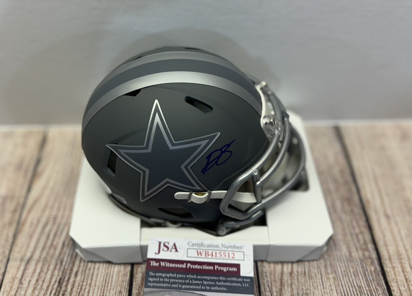 DALLAS COWBOYS DARON BLAND SIGNED  SLATE MINI HELMET  JSA COA