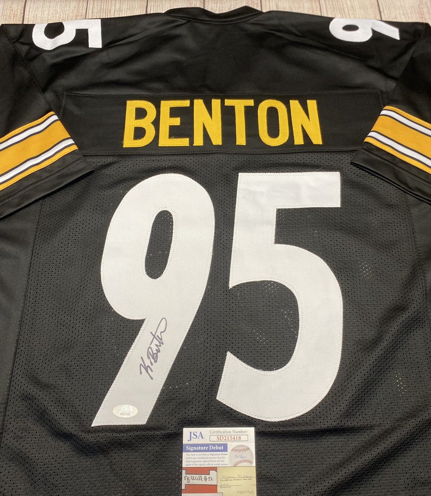 PITTSBURGH STEELERS KEEANU BENTON SIGNED CUSTOM BLACK JERSEY JSA