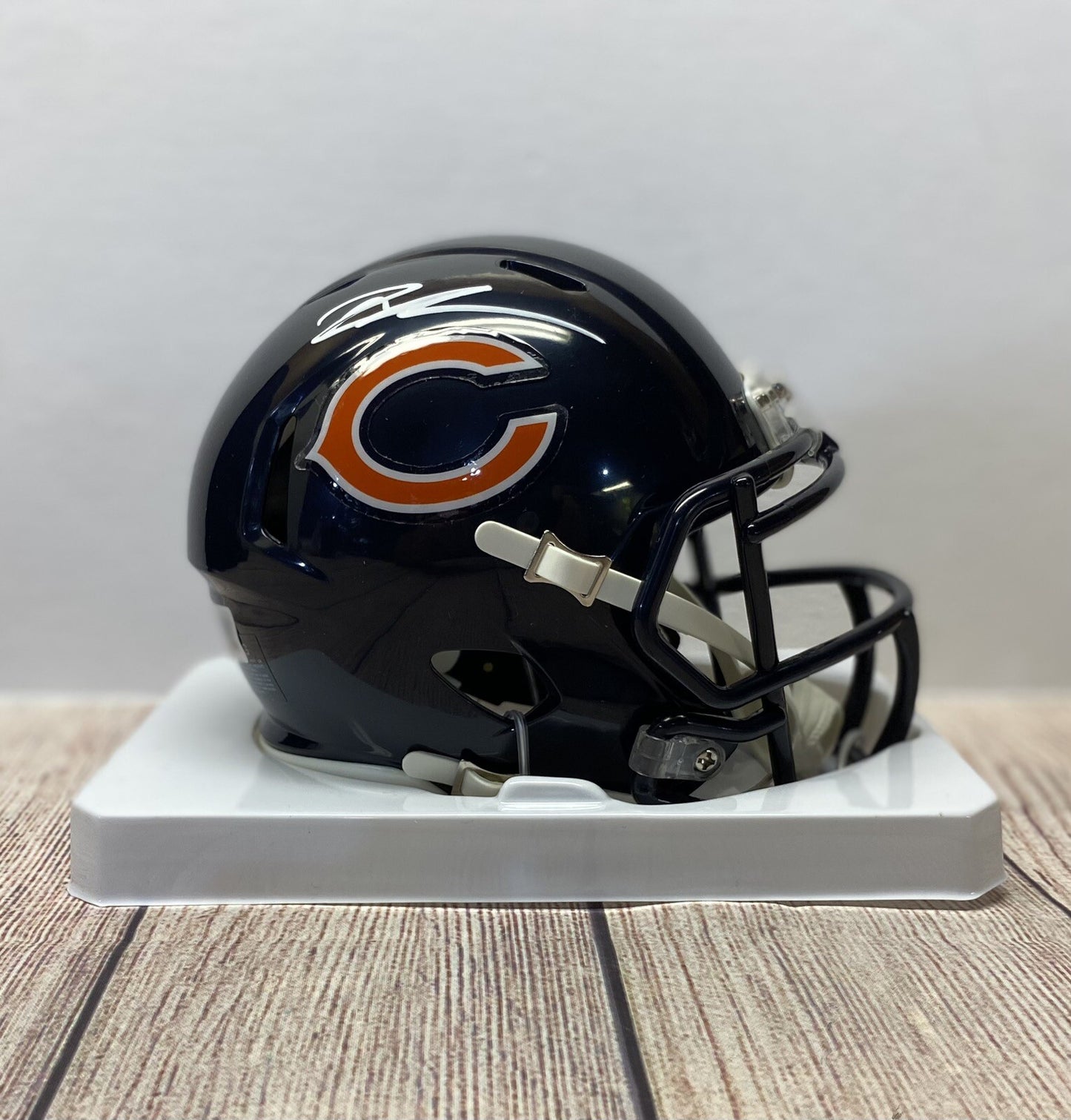 CHICAGO BEARS ROSCHON JOHNSON  SIGNED BLUE MINI HELMET BECKETT COA!!!