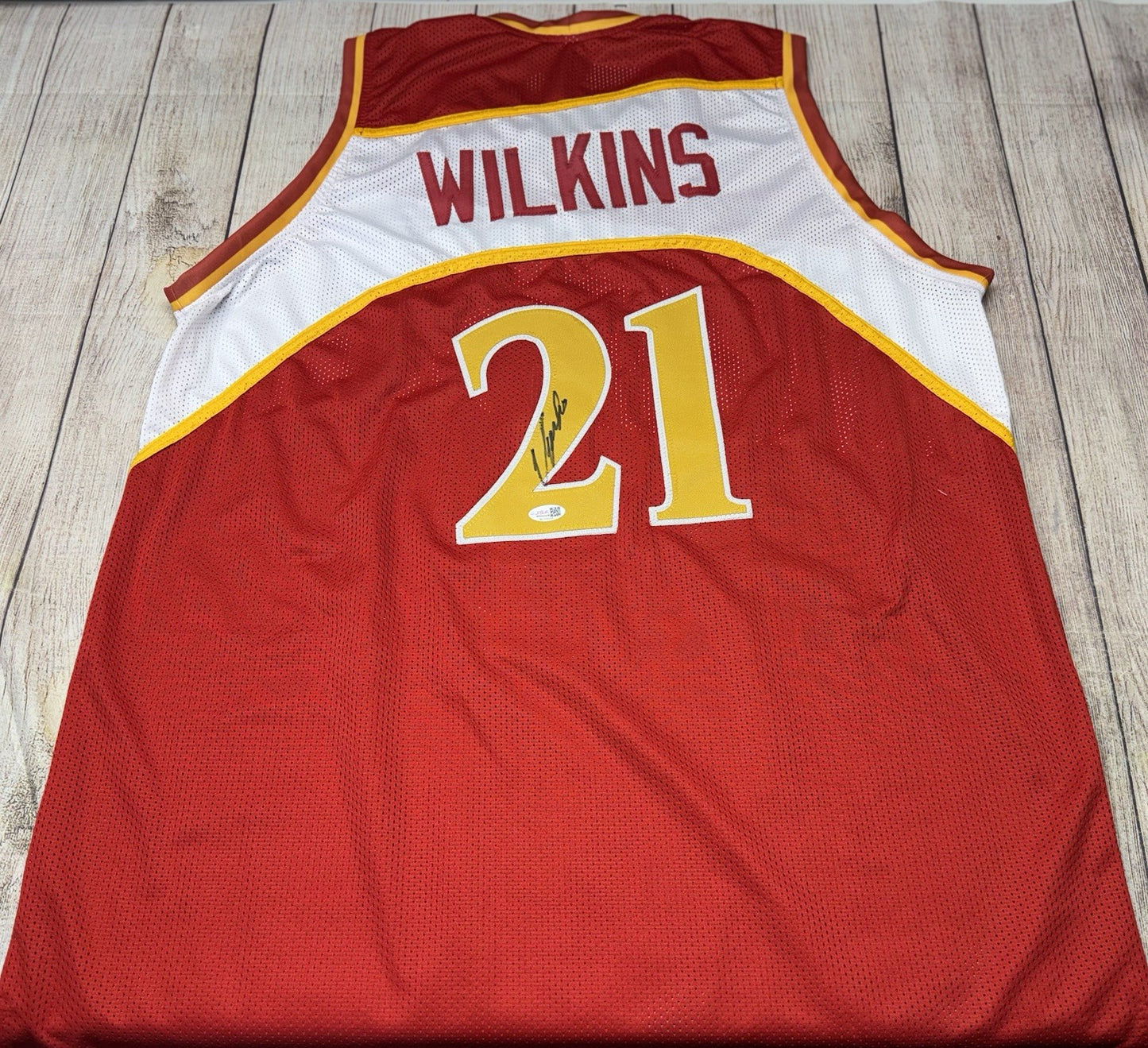 ATLANTA HAWKS DOMINIQUE WILKINS SIGNED RED CUSTOM JERSEY JSA COA!!!