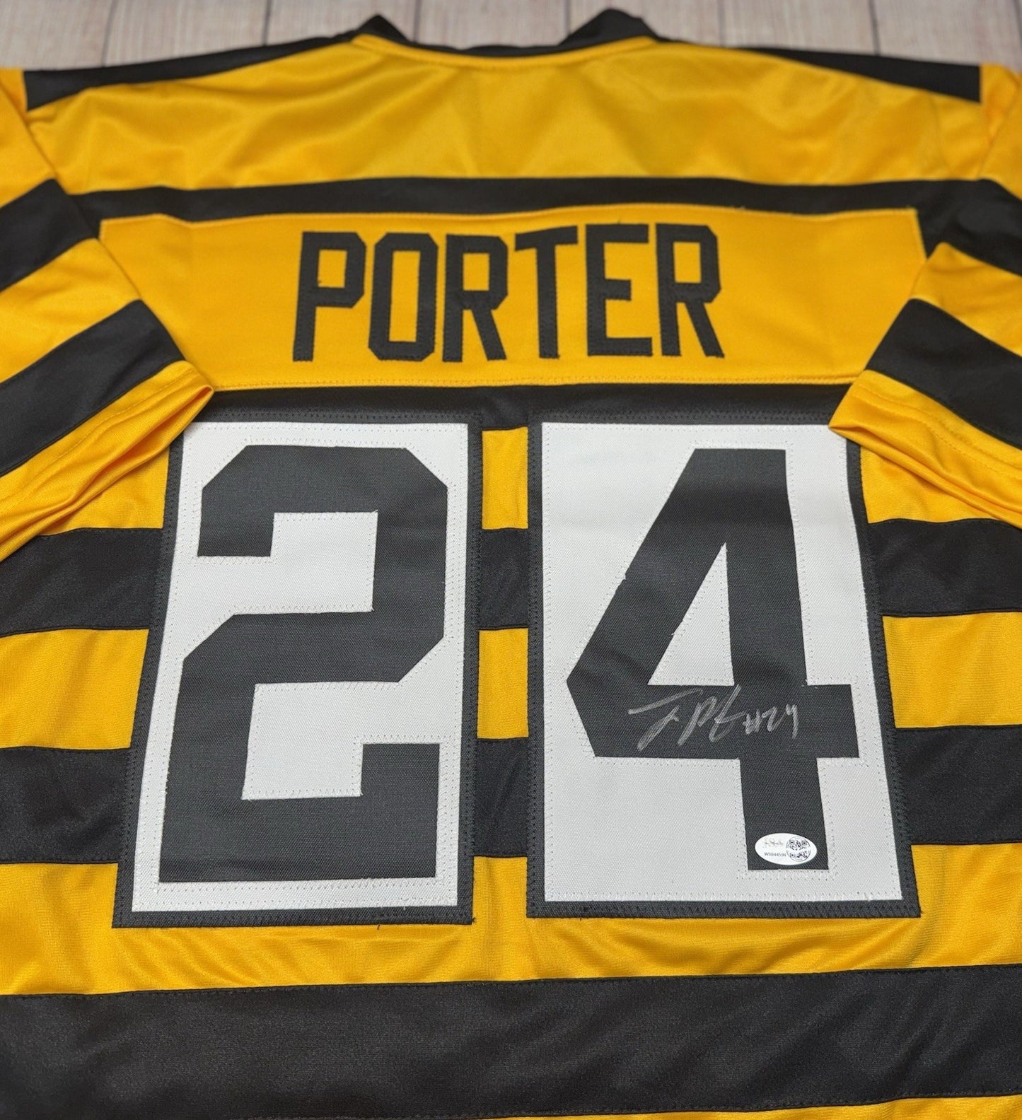 PITTSBURGH STEELERS JOEY PORTER JR SIGNED CUSTOM BUMBLEBEE JERSEY   JSA COA!!!!