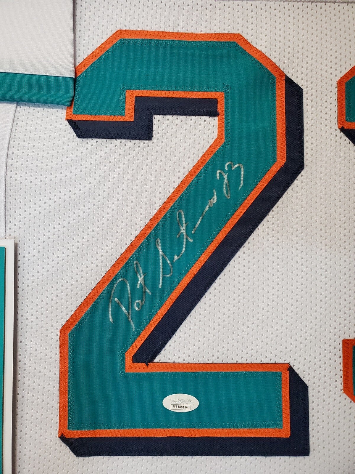 MIAMI DOLPHINS FRAMED PATRICK SURTAIN SIGNED WHITE CUSTOM JERSEY JSA COA!