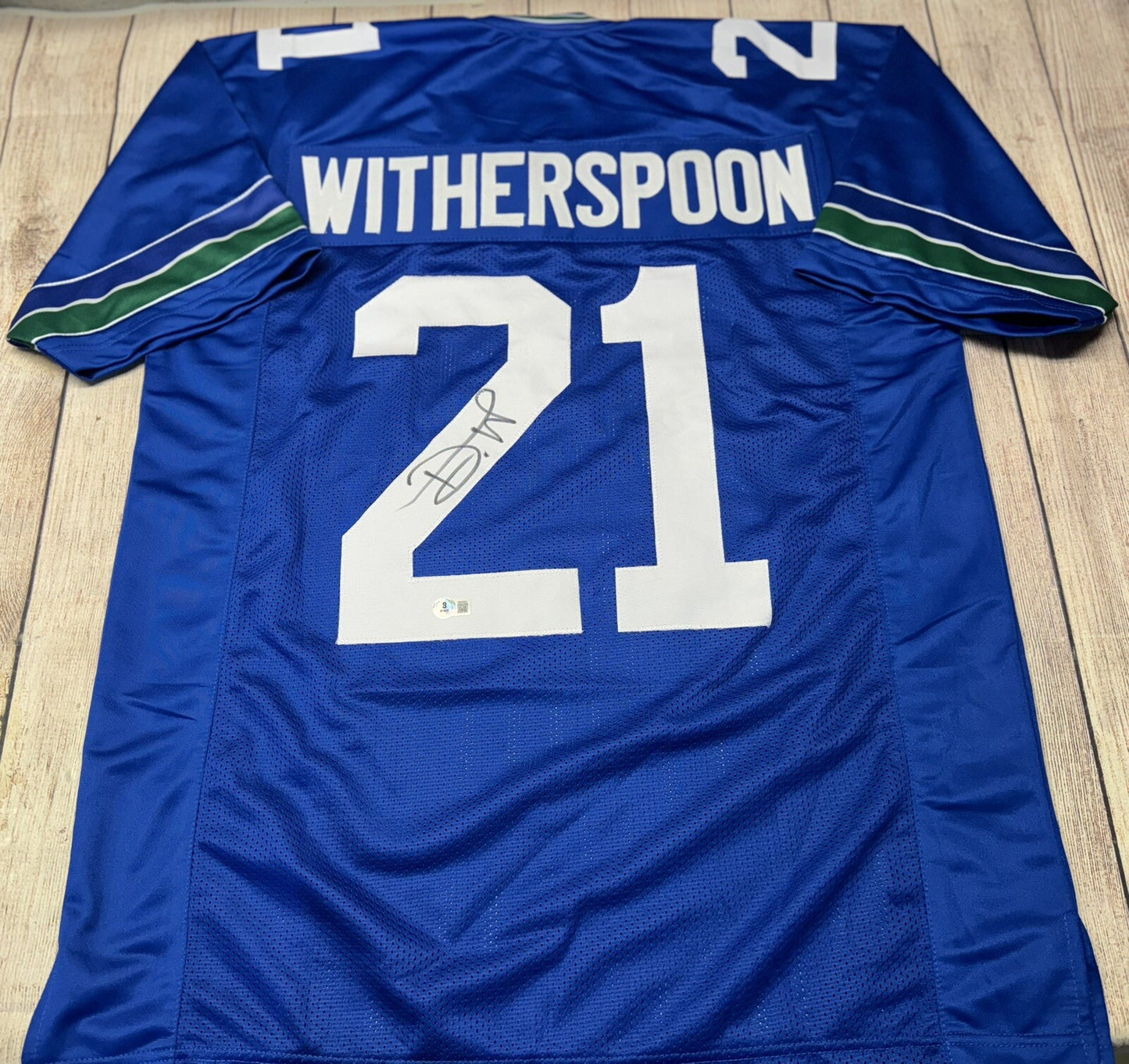 SEATTLE SEAHAWKS DEVON WITHERSPOON SIGNED CUSTOM THROWBACK JERSEY BECKETT COA!!!