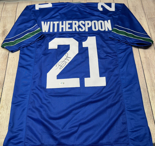 SEATTLE SEAHAWKS DEVON WITHERSPOON SIGNED CUSTOM THROWBACK JERSEY BECKETT COA!!!