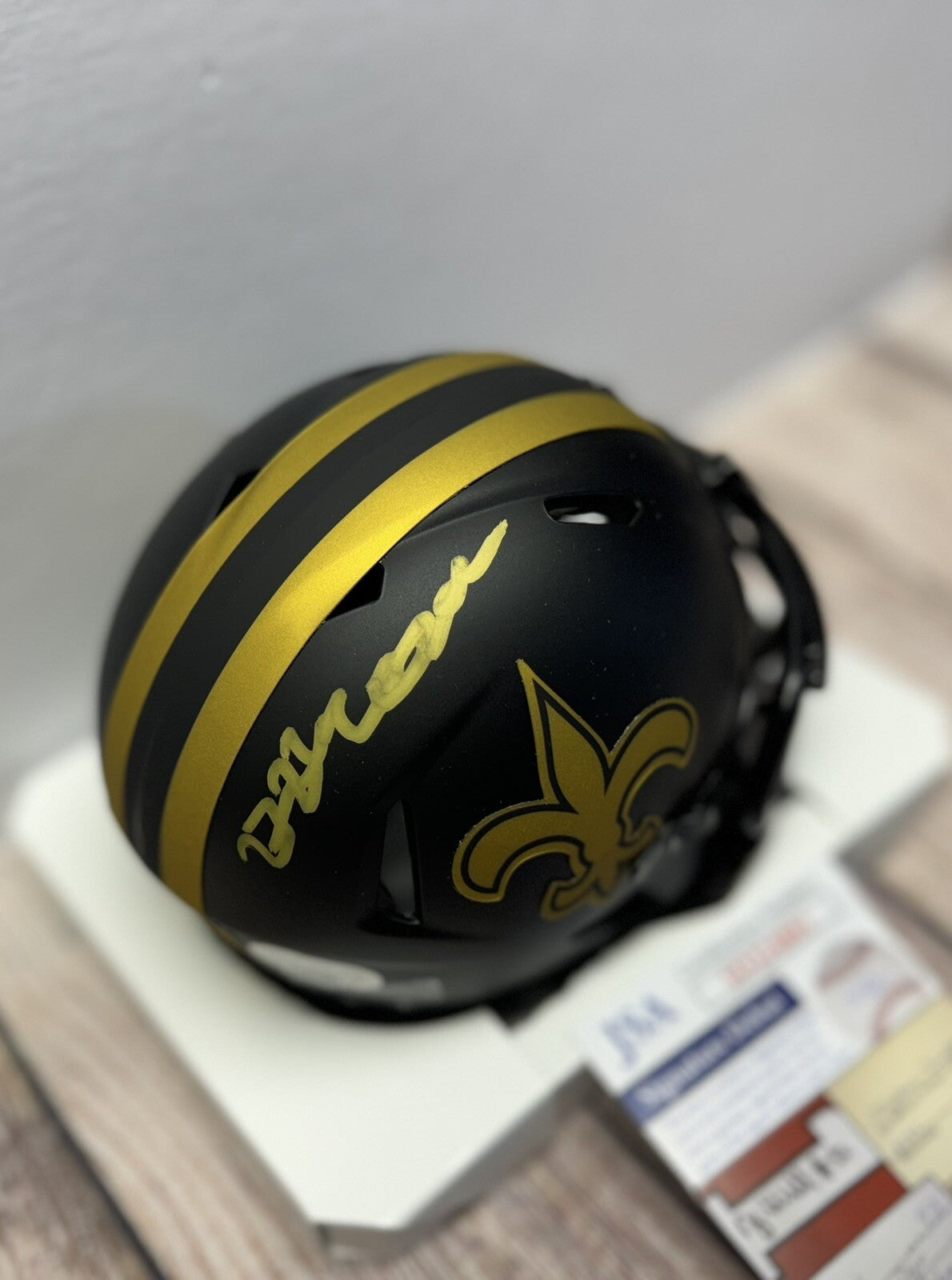 NEW ORLEANS SAINTS BRYAN BRESEE SIGNED ECLIPSE MINI HELMET  JSA COA