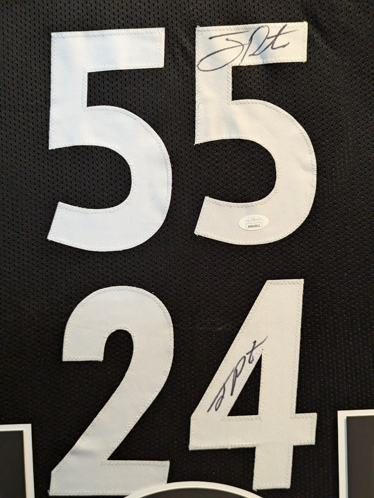 PITTSBURGH STEELERS FRAMED JOEY PORTER SR & JR DUAL SIGNED BLACK JERSEY JSA COA!