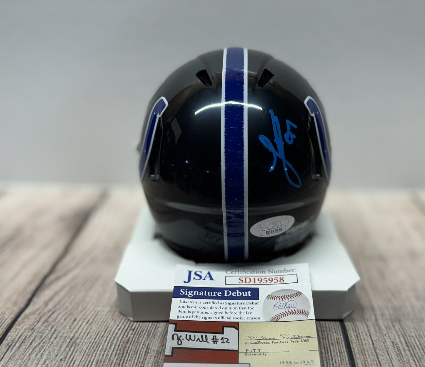 INDIANAPOLIS COLTS LAIATU LATU SIGNED BLACK SPEED MINI HELMET JSA COA