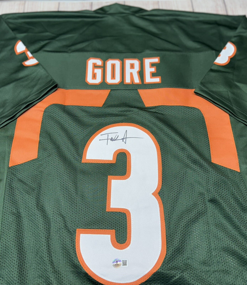 Miami Hurricanes Frank Gore Autographed Green Custom Jersey – Beckett COA
