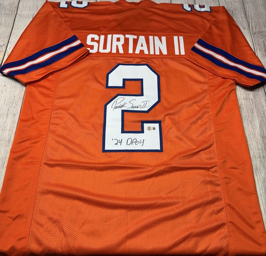 DENVER BRONCOS PATRICK SURTAIN II SIGNED CUSTOM THROWBACK “24 DPOY” BECKETT