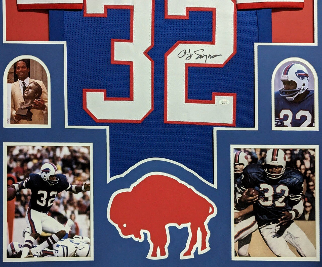 BUFFALO BILLS FRAMED O.J. SIMPSON SIGNED BLUE CUSTOM JERSEY JSA COA!!!