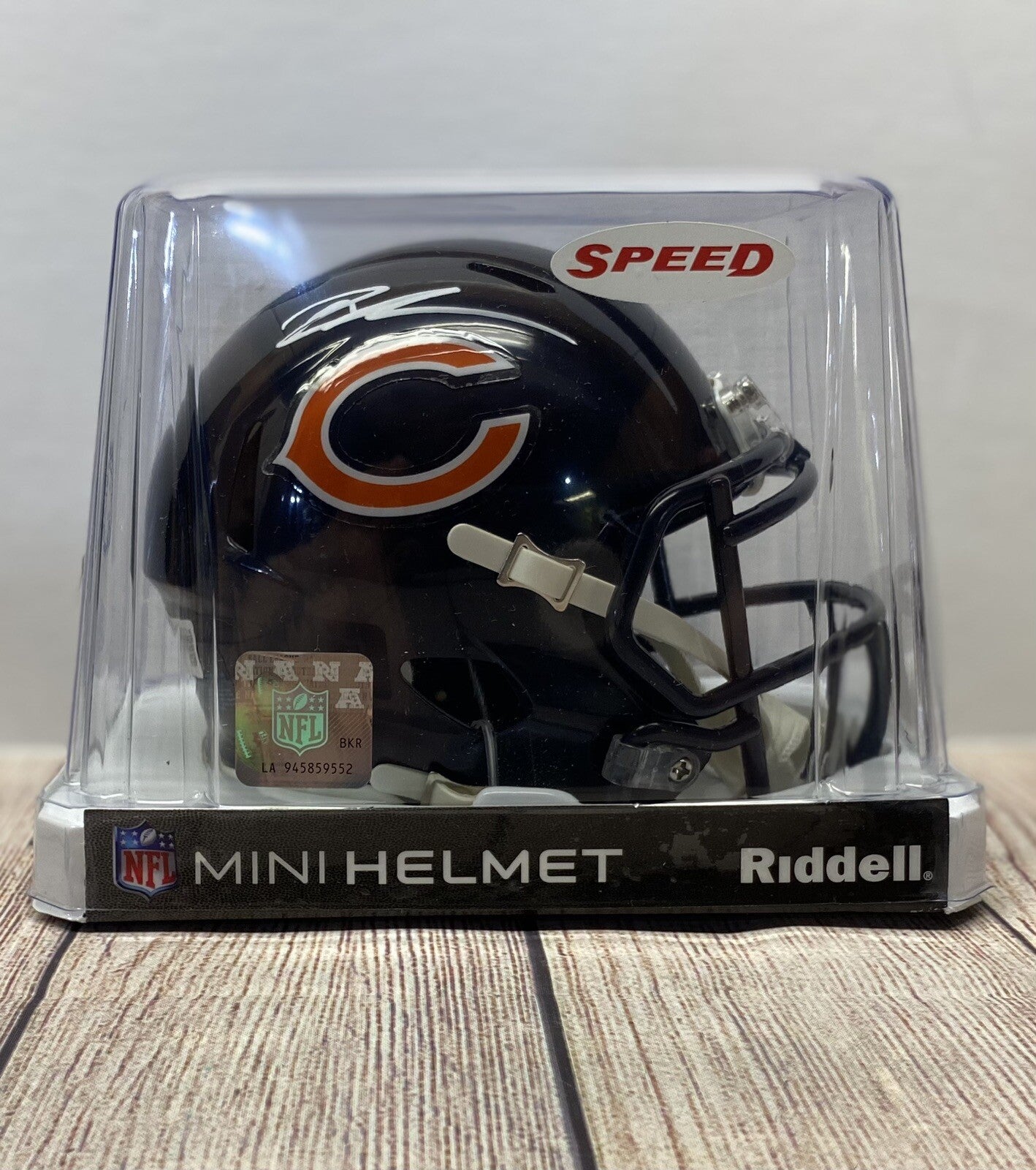 CHICAGO BEARS ROSCHON JOHNSON  SIGNED BLUE MINI HELMET BECKETT COA!!!