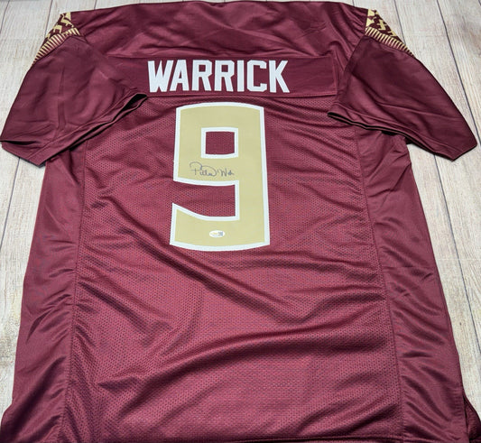 PETER WARRICK FLORIDA STATE SEMINOLES SIGNED CUSTOM MAROON JERSEY JSA COA!!!