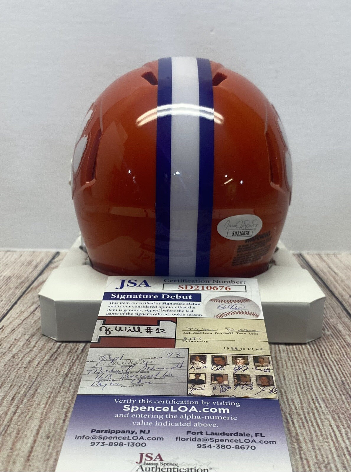 CLEMSON TIGERS  MYLES MURPHY SIGNED MINI HELMET JSA  COA!!!