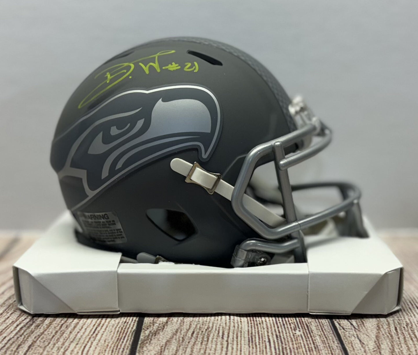 SEATTLE SEAHAWKS DEVON WITHERSPOON SIGNED SLATE MINI HELMET  BECKETT COA!!!