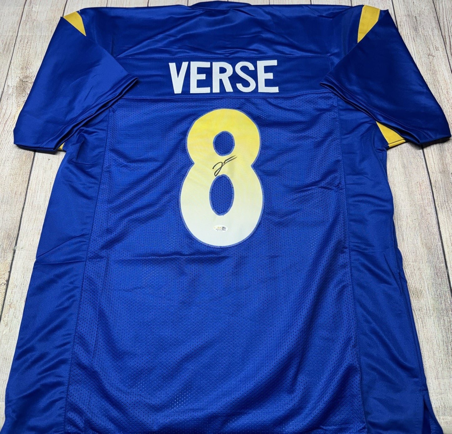 LOS ANGELES RAMS JARED VERSE SIGNED CUSTOM BLUE JERSEY JSA COA!!!!