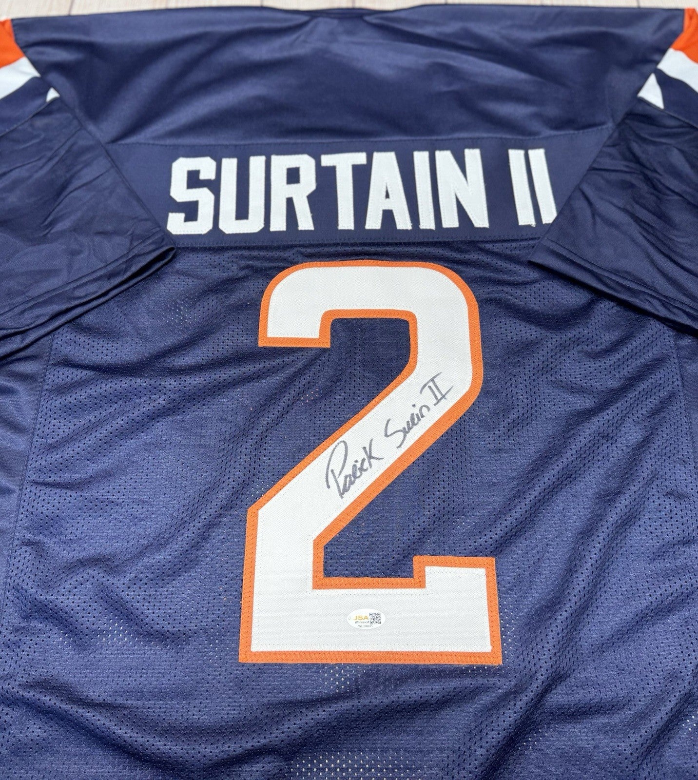 DENVER BRONCOS PATRICK SURTAIN II SIGNED BLUE CUSTOM JERSEY W/JSA COA!!!