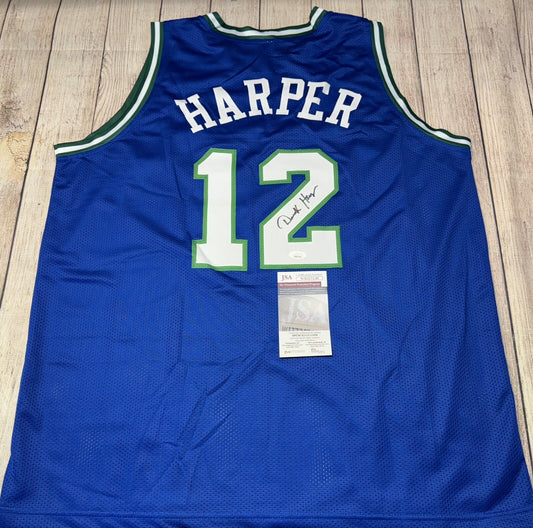 DALLAS MAVERICKS DEREK HARPER SIGNED BLUE CUSTOM JERSEY JSA COA!!!
