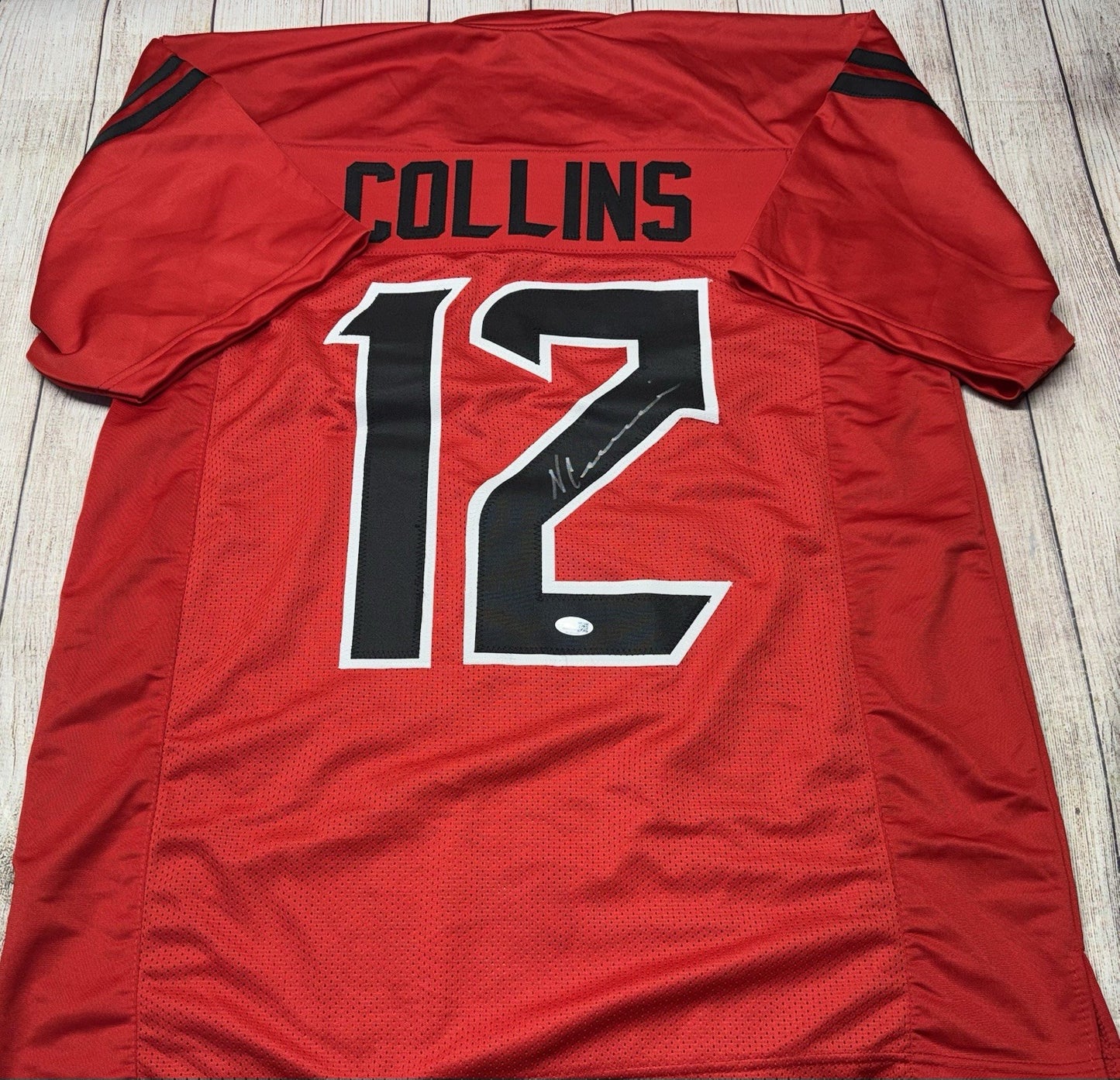 HOUSTON TEXANS NICO COLLINS SIGNED RED CUSTOM JERSEY W/JSA COA!!!