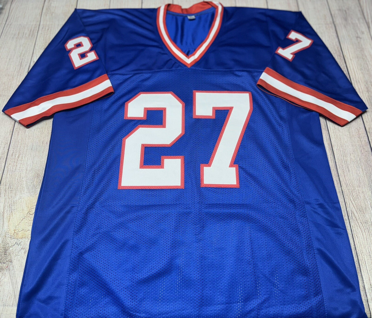 NEW YORK GIANTS JASON PINNOCK SIGNED THROWBACK CUSTOM JERSEY JSA COA!!