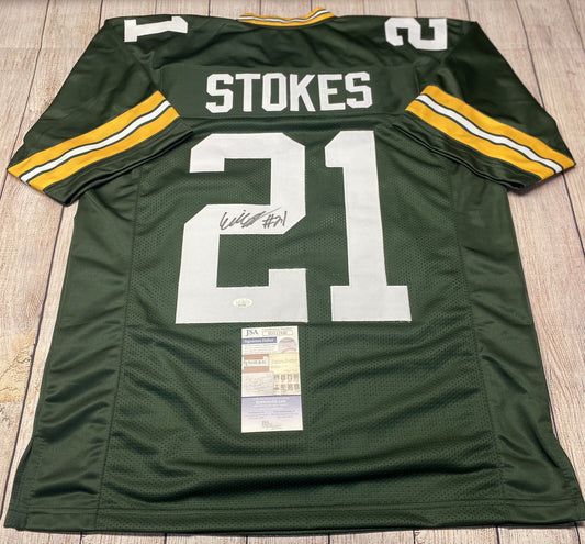 GREEN BAY PACKERS ERIC STOKES SIGNED GREEN CUSTOM JERSEY JSA COA!!!