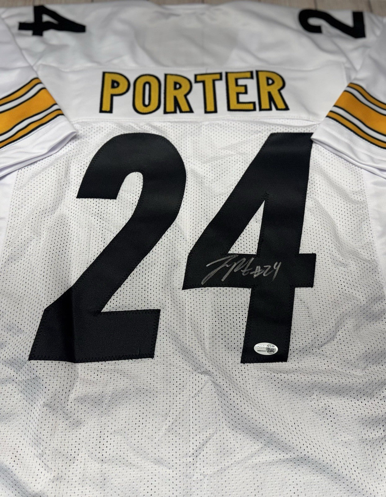 PITTSBURGH STEELERS JOEY PORTER JR SIGNED CUSTOM WHITE JERSEY   JSA COA!!!!