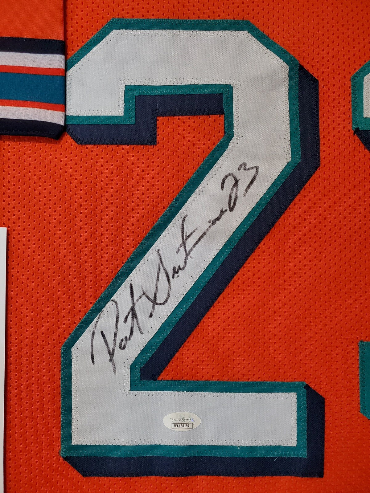 MIAMI DOLPHINS FRAMED PATRICK SURTAIN SIGNED ORANGE CUSTOM JERSEY JSA COA!