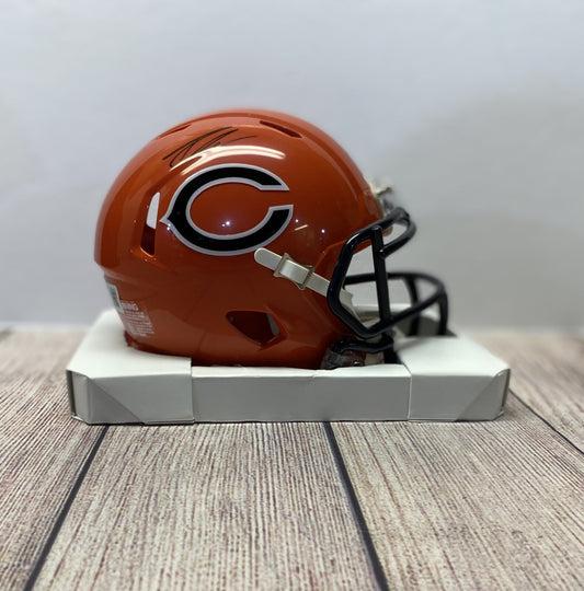 CHICAGO BEARS ROSCHON JOHNSON  SIGNED ORANGE MINI HELMET BECKETT COA!!!