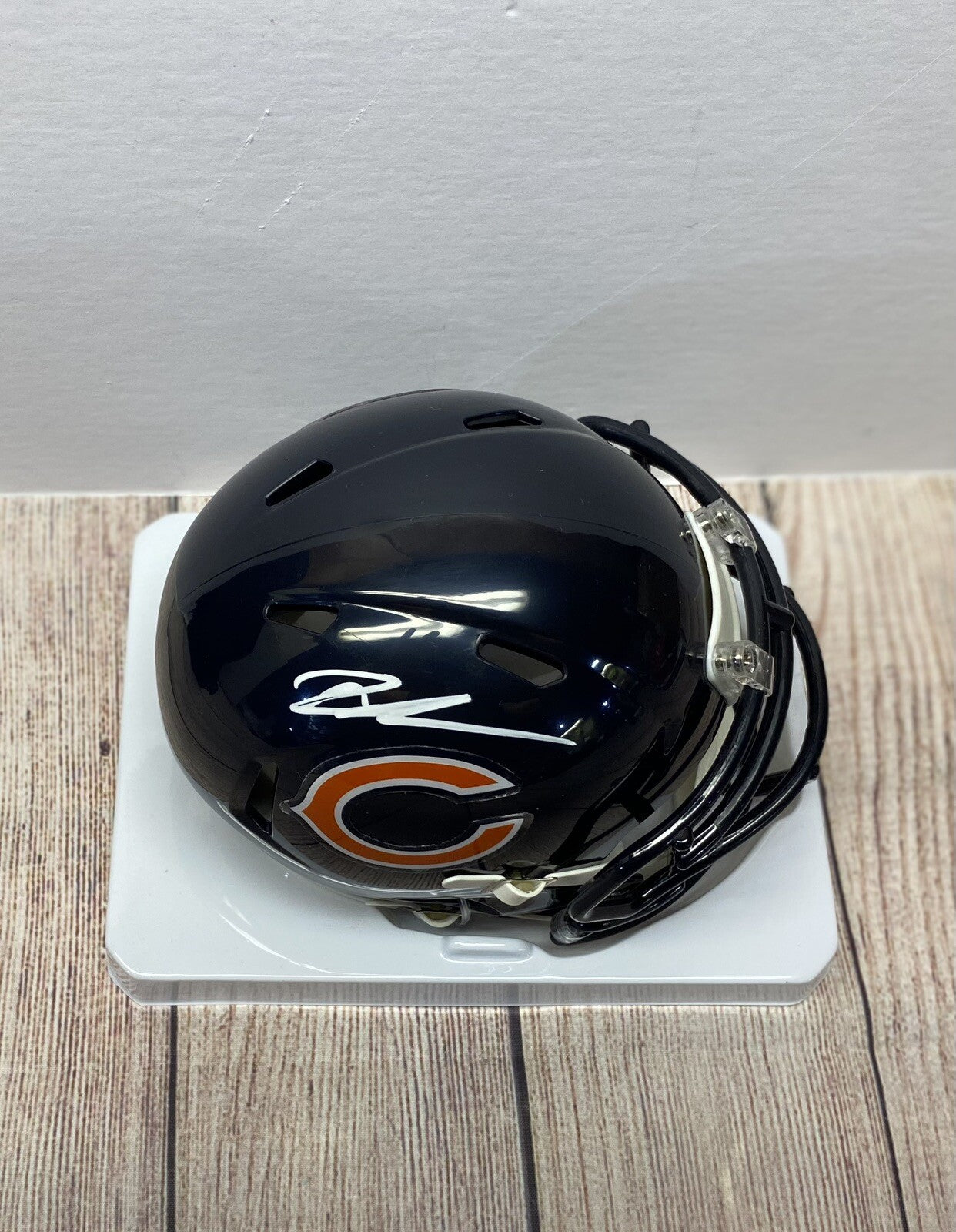 CHICAGO BEARS ROSCHON JOHNSON  SIGNED BLUE MINI HELMET BECKETT COA!!!