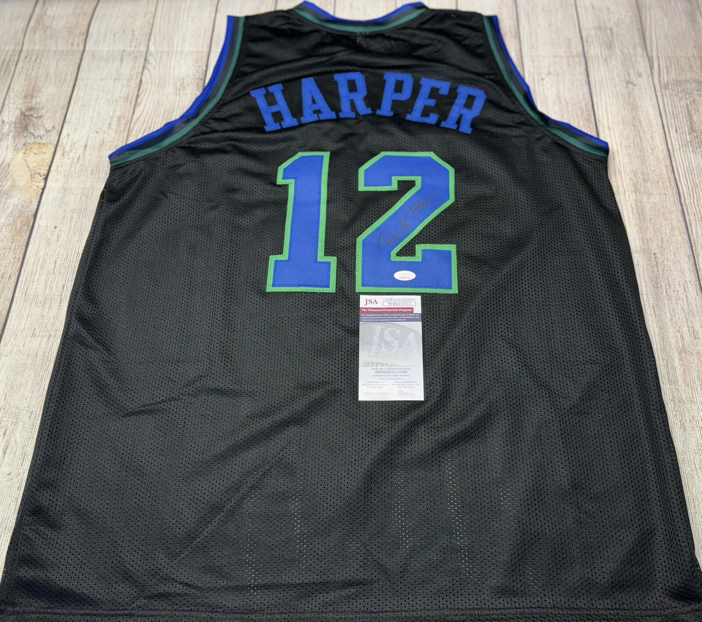DALLAS MAVERICKS DEREK HARPER SIGNED BLACK CUSTOM JERSEY JSA COA!!!