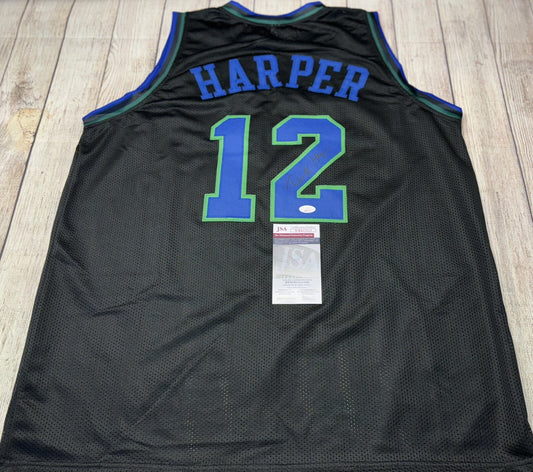 DALLAS MAVERICKS DEREK HARPER SIGNED BLACK CUSTOM JERSEY JSA COA!!!