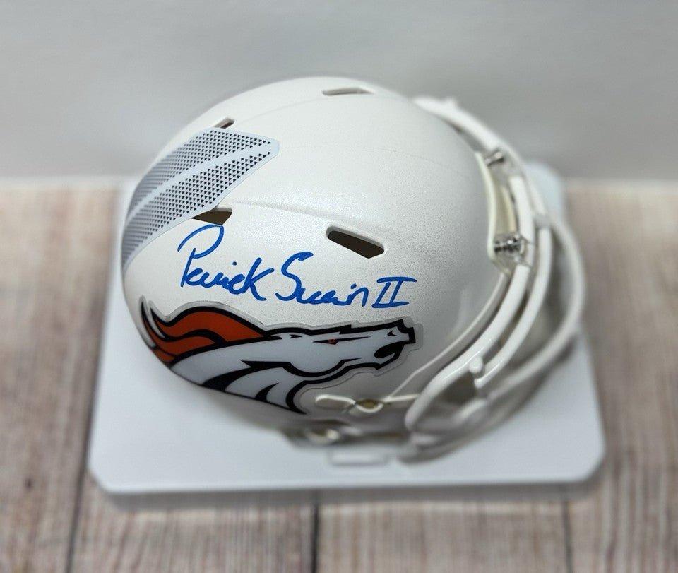 DENVER BRONCOS PATRICK SURTAIN II SIGNED 2024 SNOWCAPPED MINI HELMET BECKETT