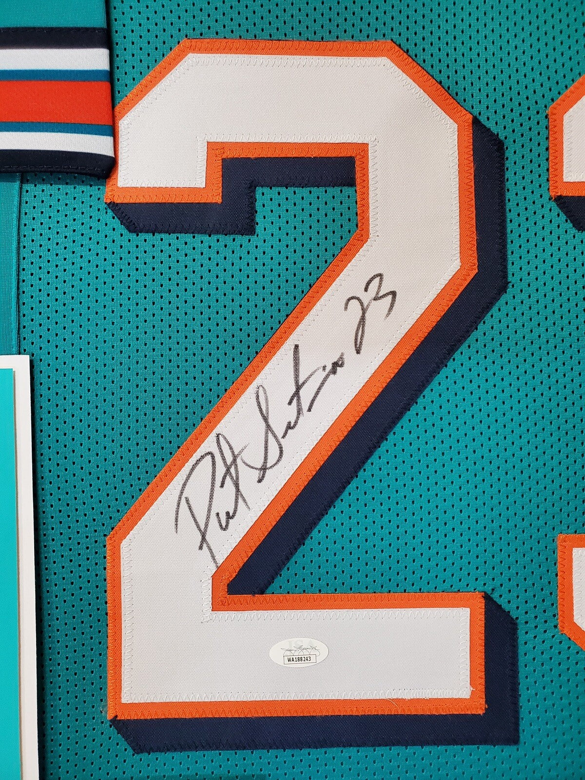 MIAMI DOLPHINS FRAMED PATRICK SURTAIN SIGNED TEAL CUSTOM JERSEY JSA COA!
