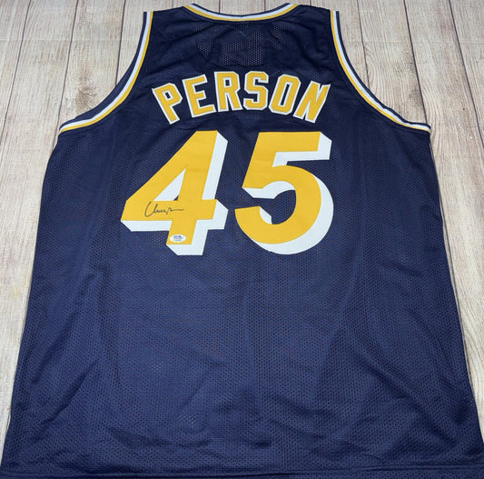 INDIANA PACERS CHUCK PERSON SIGNED BLUE CUSTOM JERSEY PSA COA!!!