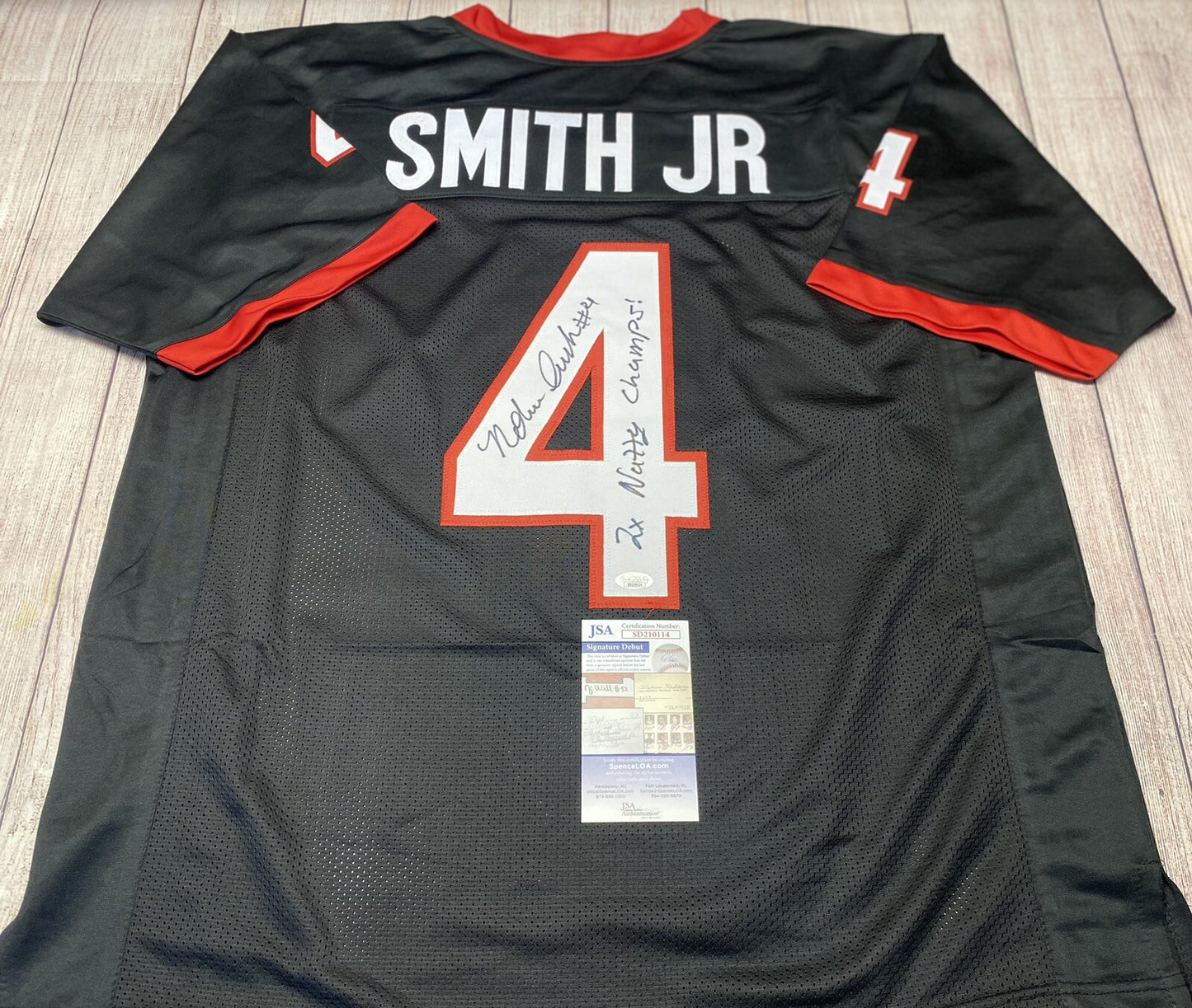 GEORGIA BULLDOGS NOLAN SMITH JR SIGNED BLACK CUSTOM JERSEY  JSA