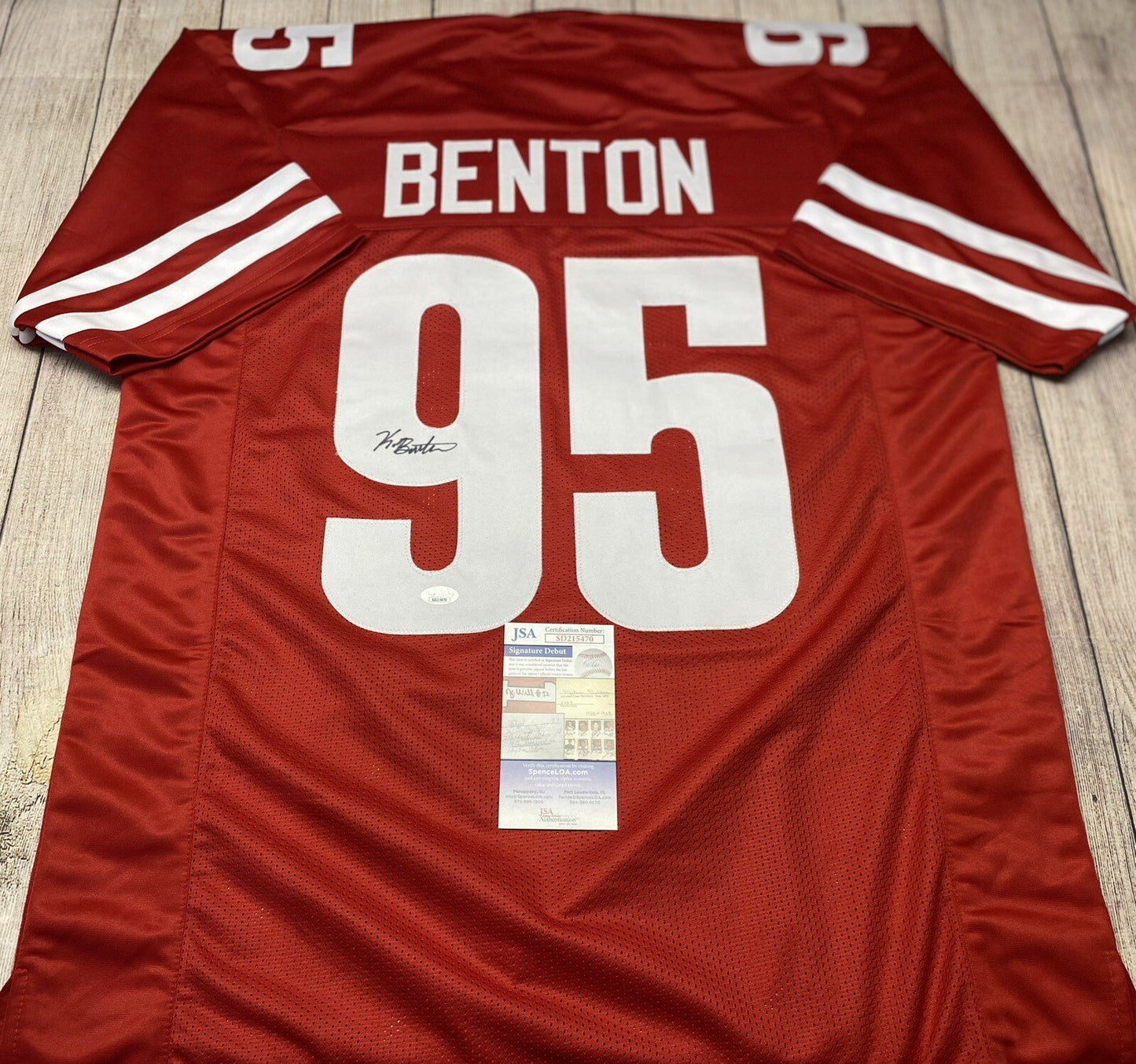 WISCONSIN BADGERS KEEANU BENTON SIGNED CUSTOM RED JERSEY JSA