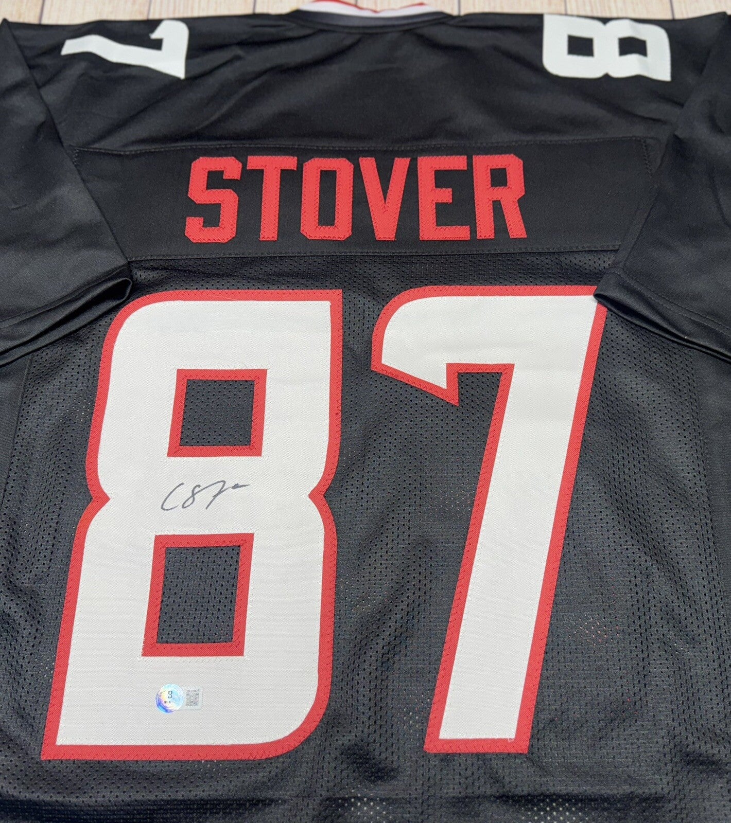 HOUSTON TEXANS CADE STOVER SIGNED BLACK CUSTOM JERSEY BECKETT COA!!!!