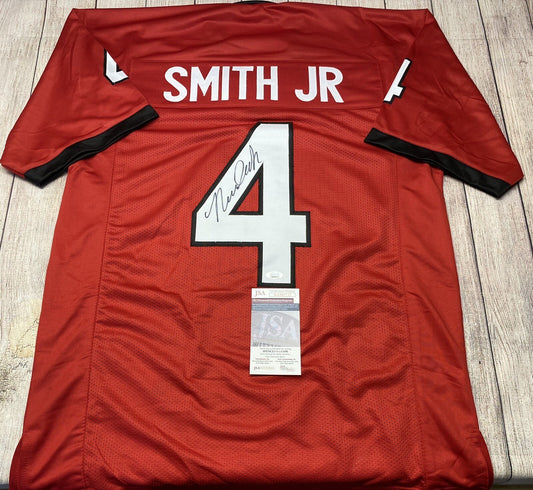 GEORGIA BULLDOGS NOLAN SMITH JR SIGNED RED CUSTOM JERSEY2  JSA