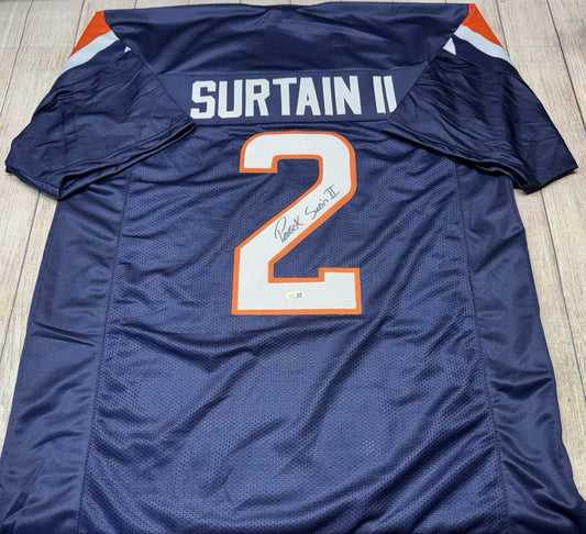 DENVER BRONCOS PATRICK SURTAIN II SIGNED BLUE CUSTOM JERSEY W/JSA COA!!!