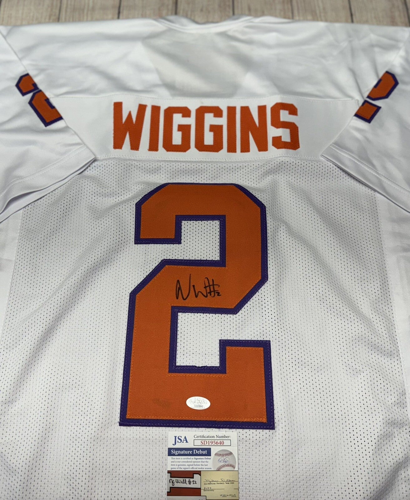CLEMSON TIGERS NATE WIGGINS SIGNED WHITE CUSTOM JERSEY JSA COA!!!!