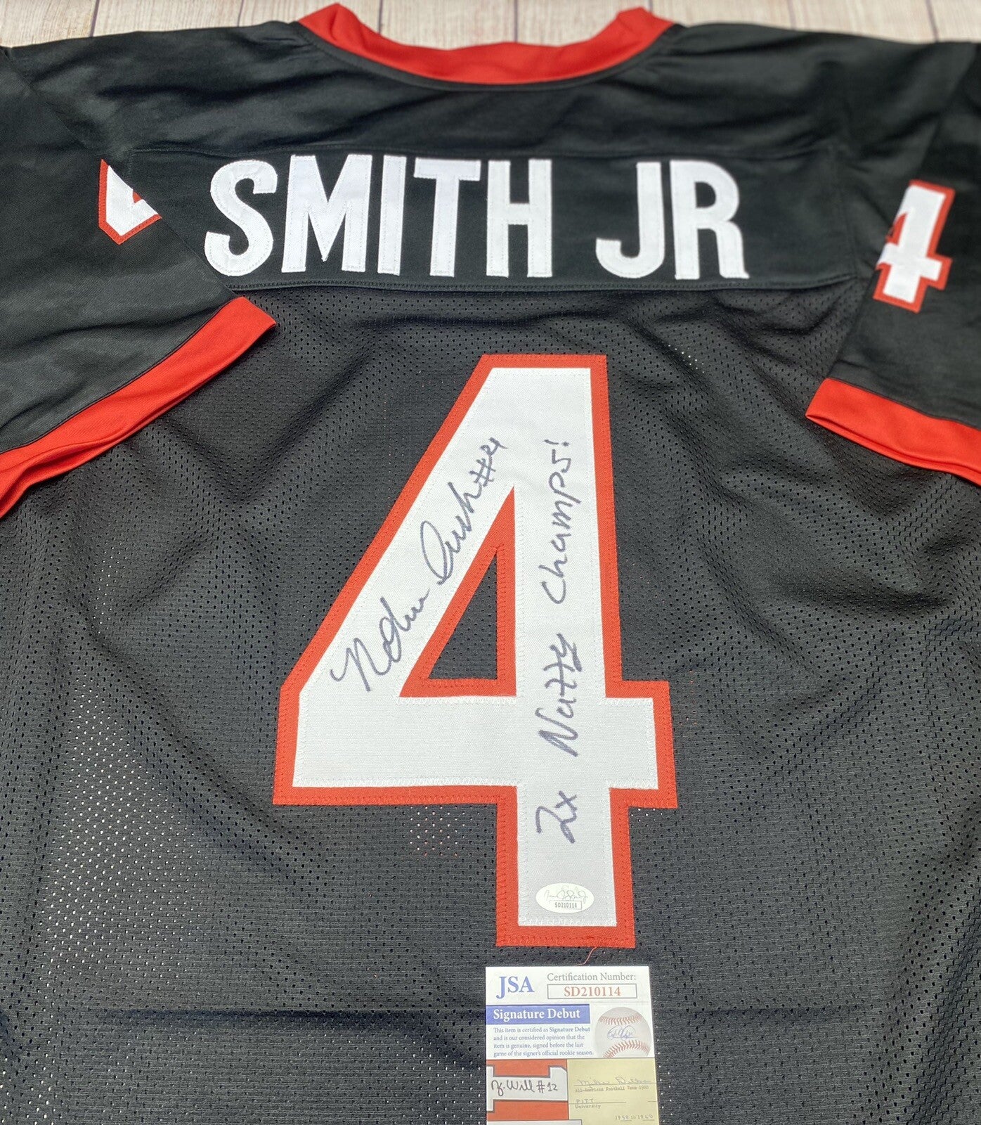 GEORGIA BULLDOGS NOLAN SMITH JR SIGNED BLACK CUSTOM JERSEY  JSA