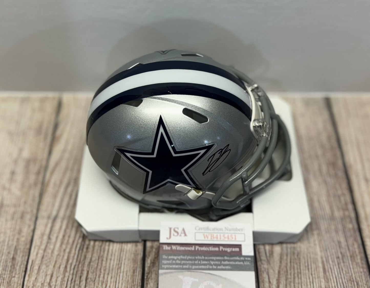 DALLAS COWBOYS DARON BLAND SIGNED  MINI HELMET  JSA COA