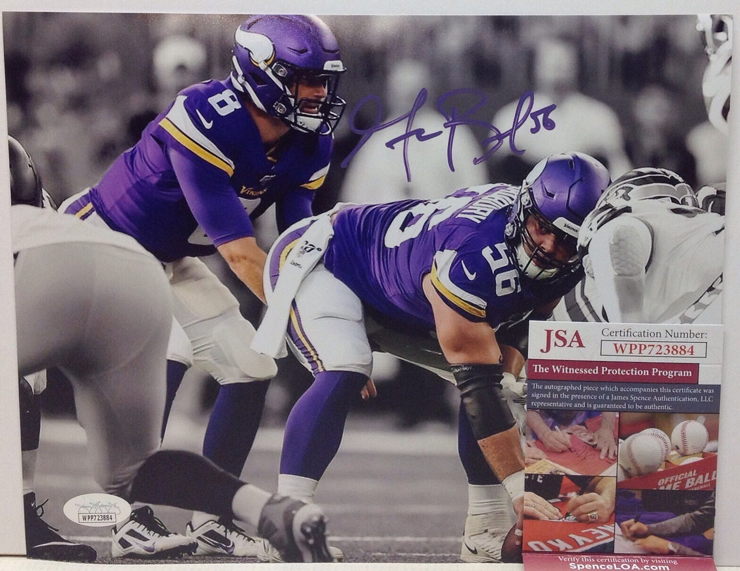 MINNESOTA VIKINGS GARRETT BRADBURY SIGNED 8x10 PHOTO1 JSA COA!!