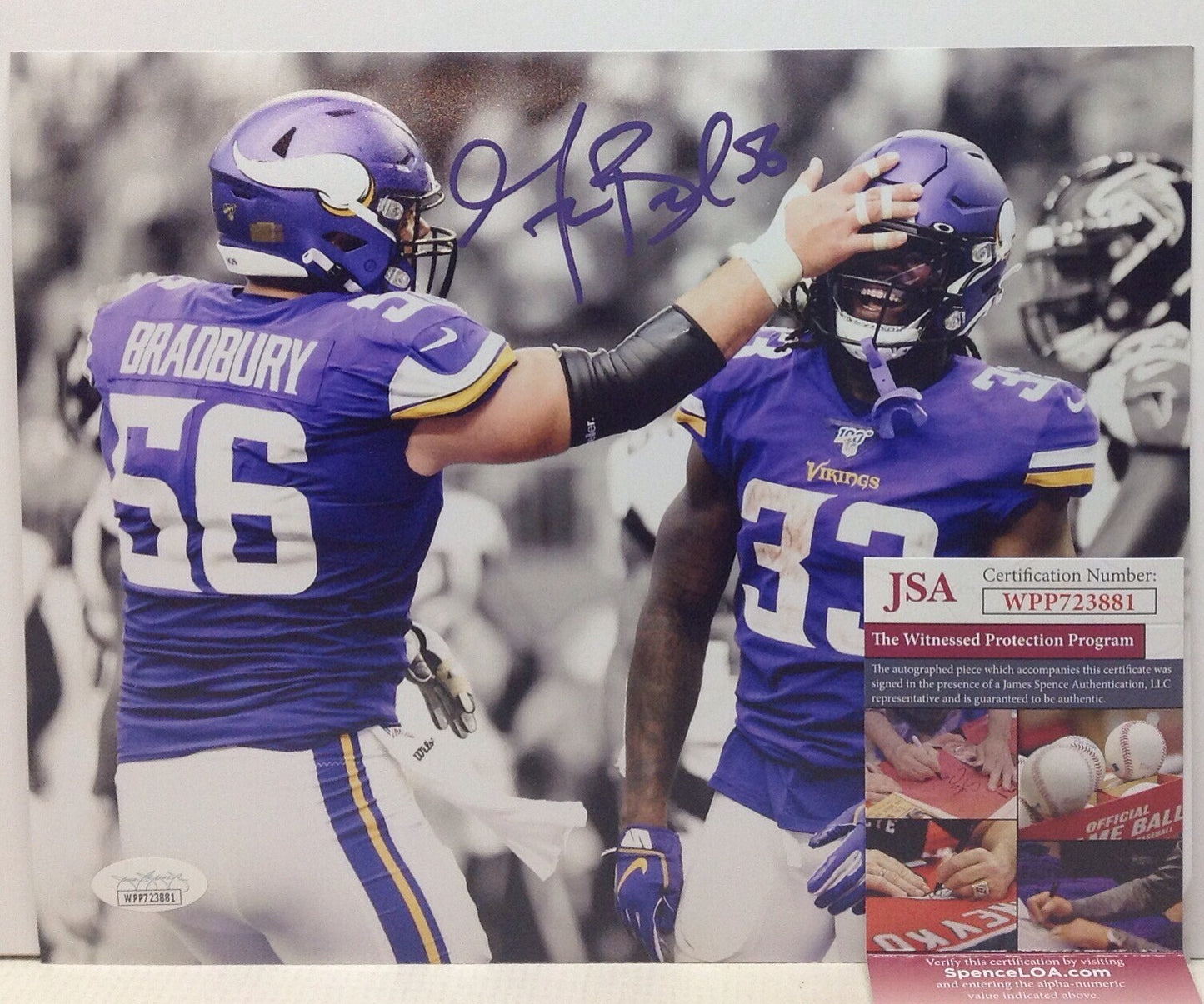 MINNESOTA VIKINGS GARRETT BRADBURY SIGNED 8x10 PHOTO3 JSA COA!!