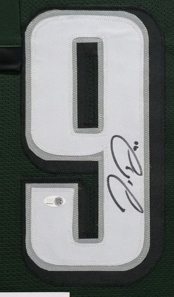 PHILADELPHIA EAGLES JORDAN DAVIS SIGNED FRAMED CUSTOM GREEN JERSEY JSA COA
