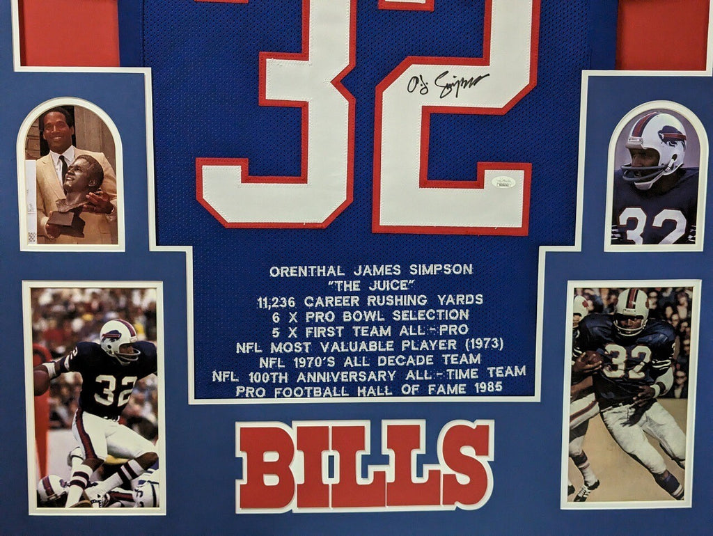 O.J. Simpson Stat Autographed Buffalo Bills Blue Custom Jersey – JSA COA