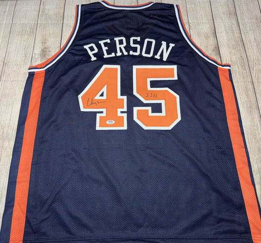AUBURN TIGERS CHUCK PERSON SIGNED BLUE CUSTOM JERSEY PSA COA!!! “2311”