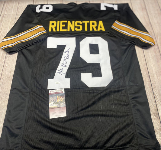 PITTSBURGH STEELERS JOHN “RHINO” RIENSTRA SIGNED CUSTOM BLACK JERSEY   JSA COA