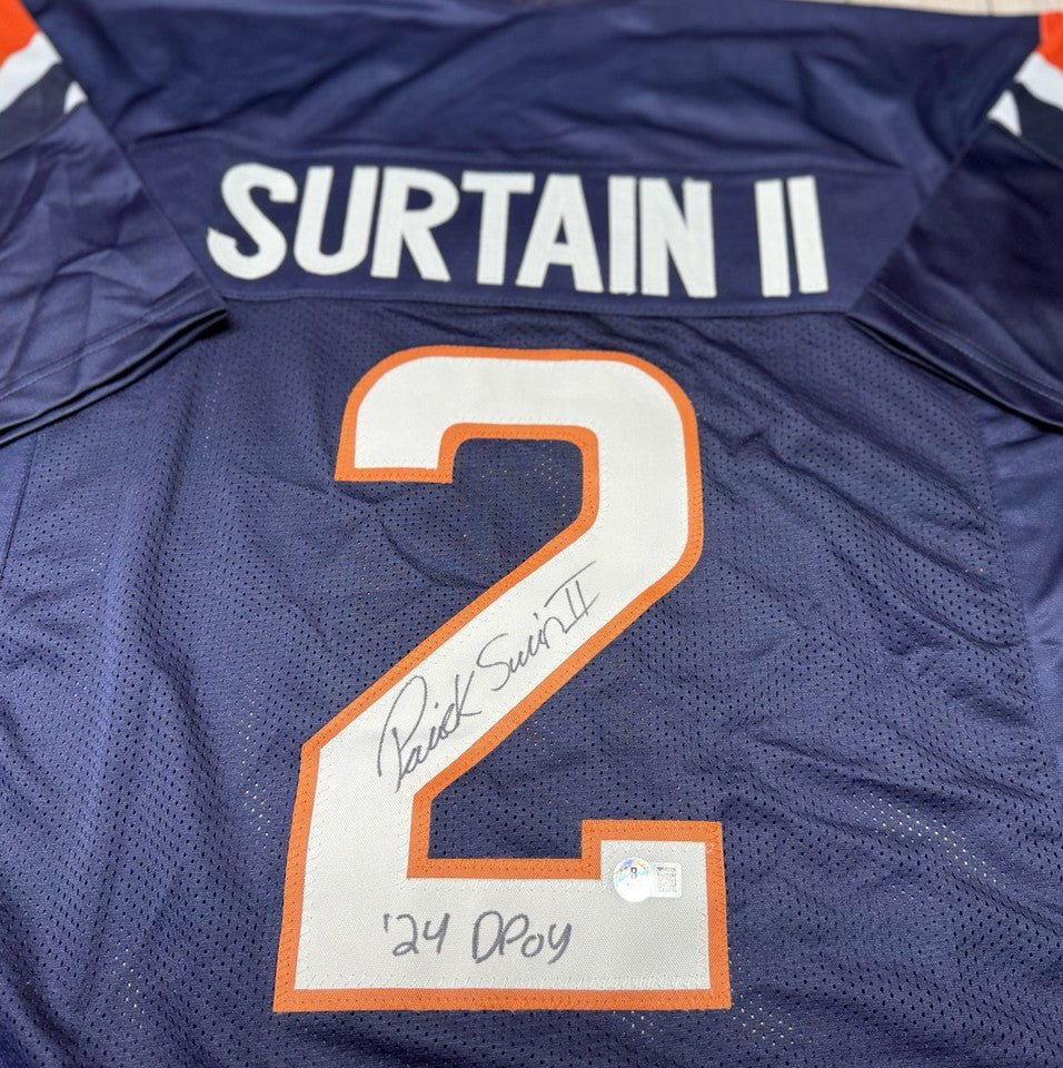 DENVER BRONCOS PATRICK SURTAIN II SIGNED CUSTOM BLUE JERSEY “24 DPOY” BECKETT
