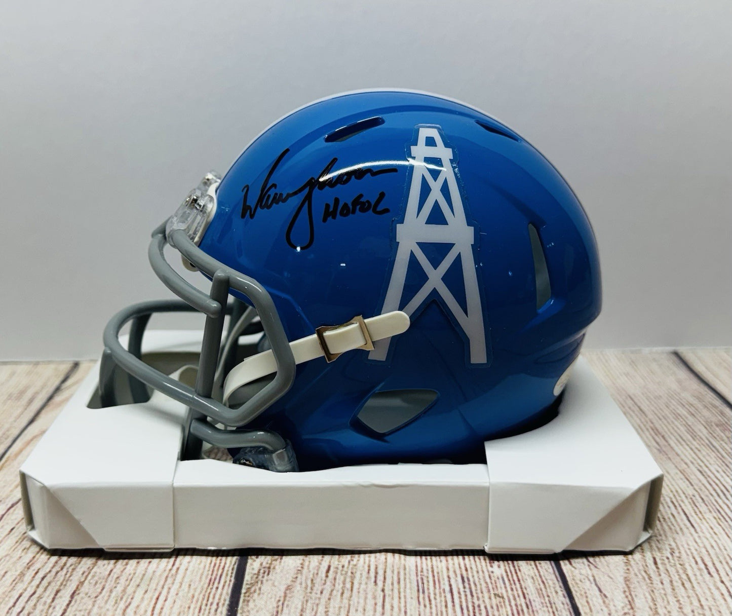 HOUSTON OILERS WARREN MOON SIGNED THROWBACK MINI HELMET JSA COA!!