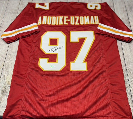 KANSAS CITY CHIEFS FELIX ANUDIKE-UZOMAH SIGNED RED CUSTOM JERSEY W/BECKETT COA!